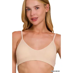 Zenana Seamless Classic Bra with Removable Bra Pads - Sand Beige - S/M thumbnail 2