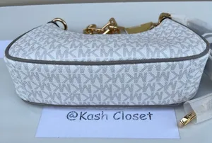 Michael Kors Bright White Cora Shoulder Handbag Crossbody Medium Pouchette thumbnail 7