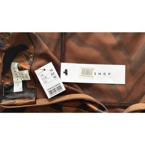 Topshop womens satin‎ Brown/Black Animal print slip dress w/straps 10 NWT thumbnail 5