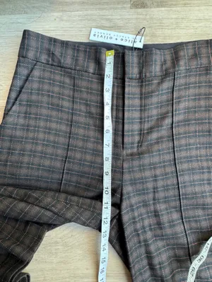 Alice + Olivia Dylan Plaid High Waist Pant Trouser Wide Leg Wool Side Stripe 10 thumbnail 9
