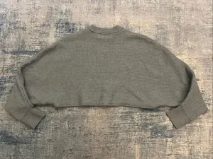 Aritzia Wilfred Free Blue Gray 100% Merino Wool Lolan Cropped Sweater Size 2 thumbnail 3