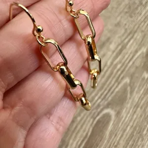 Gold tone chain link earrings Gold thumbnail 6