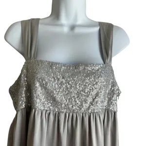 New York‎ & Co Women Top 8 Silver Sequins Flowy Babydoll Dressy Glam Glitz Retro thumbnail 12