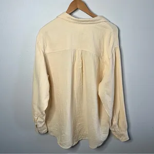 NEW Wilfred Free Sunfaded Apricot Yellow Gauzy Cotton Sail Button Down Shirt thumbnail 3