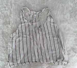 Stars Above White and Brown Striped Racerback Tank Top Size XL thumbnail 1