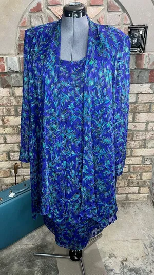 illusion dress tank tiered flutter front jacket purple blue green thumbnail 1