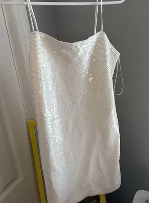 Abercrombie sequin dress white thumbnail 1