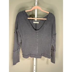 We‎ The Free Thermal Long Sleeve Soft Grunge Indie Boho Top Gray M Slouchy thumbnail 2