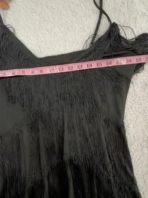 Black Fringe Slip Mini Dress - Women thumbnail 5