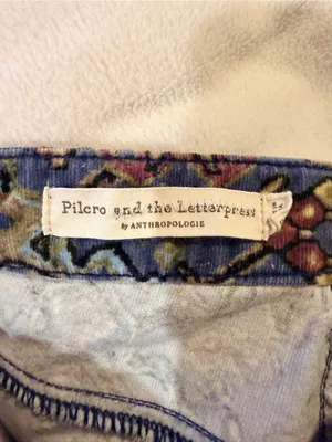 Anthropologie Blue Corduroy Mosaic Printed Skinny Jeans thumbnail 3