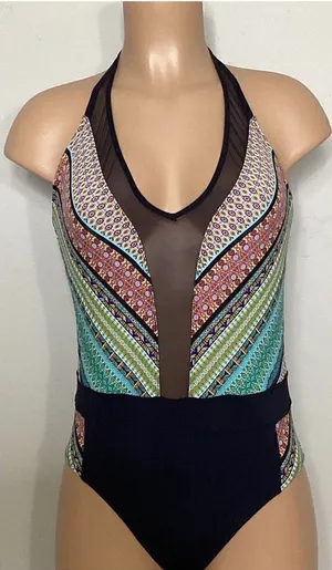 New. BLEU Rod Beattie plunge neck swimsuit. Retails $149. Size 10 thumbnail 1