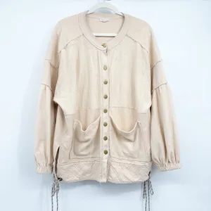 Pilcro Anthropologie Womens Beige Quilted Raw Hem Boho Button Front Shacket S thumbnail 3