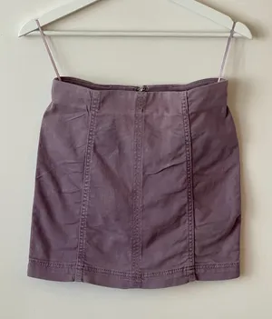 Free People Gathered Mini Skirt Mauve/Dusty Purple thumbnail 1