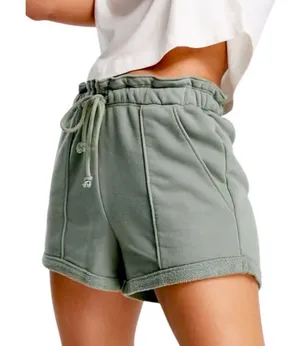 Abercrombie & Fitch High Rise Paper Bag Shorts Sage Green thumbnail 1