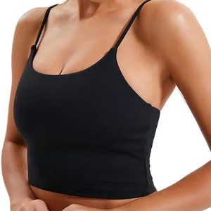 Padded Bra Tank Crop Top Black thumbnail 1