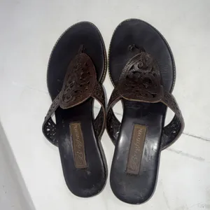 Vintage Y2K Brighton Cedar Leather Heart Flip Flop Sandals Shoes Brazil Sz 6.5 thumbnail 3