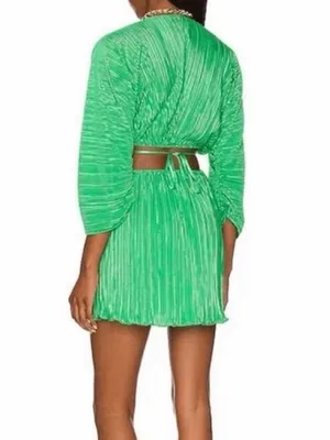 Good American Women's Green Plissé Sculpted Dress Size 3/4 thumbnail 2