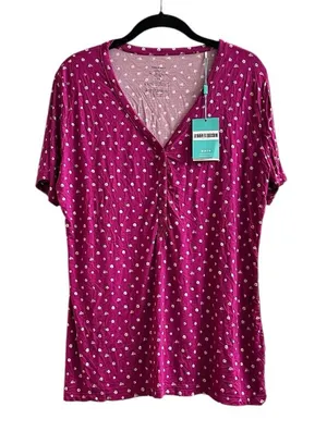 Posh Peanut Pajama Top Short Sleeve Bamboo Dainty Floral Sleep Loungewear NWT thumbnail 1