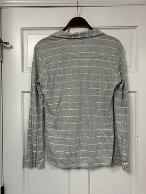 Vineyard Vines Gray and White Striped Long-Sleeve Polo thumbnail 3