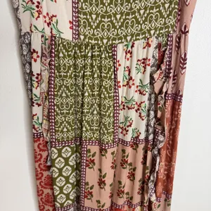 Anthropologie ATL The Label Dress Gypsiana ruffle ladies M Pink Boho Patchwork Maxi Rayon thumbnail 6