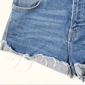 Zara Size 4 Medium Wash Frayed Denim Cut Off Jean‎ Shorts thumbnail 2