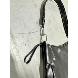 Nine West Accessories Black Faux Leather Shoulder Bag White Stitching Hobo Purse thumbnail 4