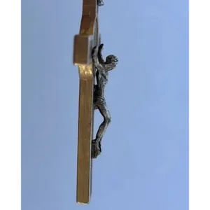 Vintage Ebony Inlay Crucifix Pendant 3" Jesus Christ Pectoral cross Pendant thumbnail 8
