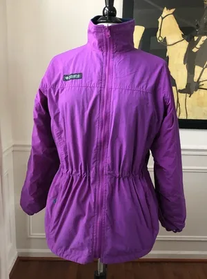 Vintage Columbia Bright Purple Nylon Fleece Coat M thumbnail 1