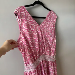 Roller Rabbit Women’s Pink Silk and Cotton Émane‎ Rose Medallions Dress Size XL thumbnail 3