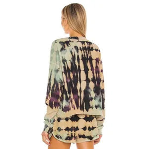 Daydreamer Revolve Tie Dye Waffle‎ Henley Top Size L Long Sleeve Cotton Thermal thumbnail 3