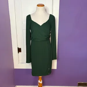 Hello Molly Green Kind‎ of Voodoo Dress Mini Green Long Sleeve Sweetheart Large thumbnail 2