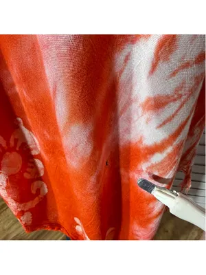 Vintage gauze cotton boho dress tie dye asymmetrical beach cover up fringes S M thumbnail 10