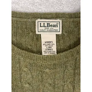 ll bean lambs wool cable knit sweater green womens large VTG thumbnail 4