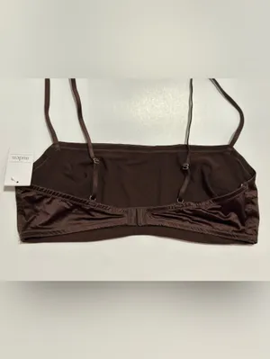 Auden Brown Satin Bandeau Bralette with Thin Straps thumbnail 3