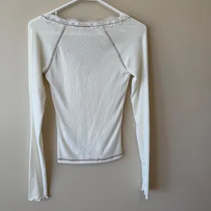 Out From Under Top Size S Ivory Lace Trim Henley Contrast Stitch Y2K Couquette thumbnail 7