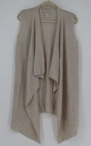 Nanette Lepore Cashmere Drape Vest S 100% 2-Ply Neutral Old Money Quiet Luxury thumbnail 1