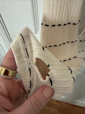 Cream Striped Mock Neck Long-Sleeve Top gilded intent size small thumbnail 5