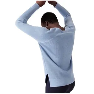ATHLETA Hanover Refined Merino Wool V-Neck Sweater Solid Heron Blue Knit Small thumbnail 6