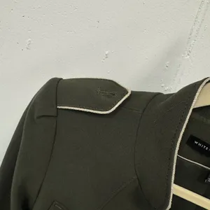White House Black Market Olive Green Longline Military‎ Jacket Gold Buttons XS thumbnail 6