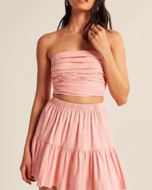 Abercrombie & Fitch Poplin Mini Skirt and Tube Top Set thumbnail 1