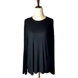 Lulus Mercurio Black Loose Ribbed‎ Drop Shoulder Long Sleeve Top Size S thumbnail 2