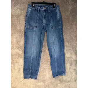 Old navy Dark Wash High Rise Loose Straight Leg Sz 6 Jeans Non Ripped #769 thumbnail 3