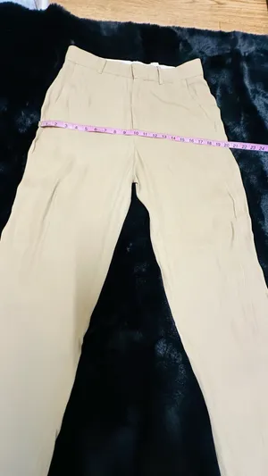 Zara Khaki Beige Wide Leg Trousers High Rise Straight Pants Size Small thumbnail 4