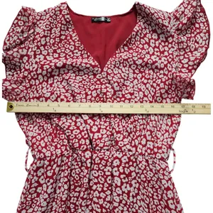 PRETTYGARDEN Women's Maxi Dress Red Leopard Print Flutter Sleeve Tiered Size‎ M thumbnail 6