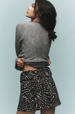 Maeve NWT Anthropologie Belted Micro Mini Skirt Sz S Animal Print Jacquard Low Rise thumbnail 3