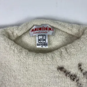 Makipi Sweater Womens XL Handmade Alpaca Crew‎ Neck Floral Chunky Knit Peruvian thumbnail 4