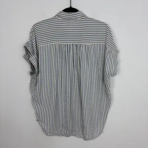 Madewell Central Shirt Dalton Stripe Blue Shirred Button Down Short Sleeve M thumbnail 9