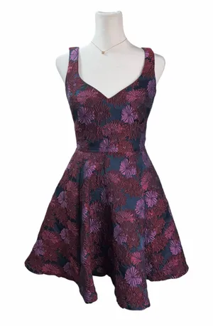 Nicole Miller Wildflowers Sweetheart Floral Jacquard Fit & Flare Dress Size 0 thumbnail 1