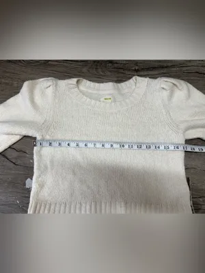 ANTHROPLOGIE | Maeve‎ Puff Sleeve Textured Cropped Crewneck - Cream size small thumbnail 4