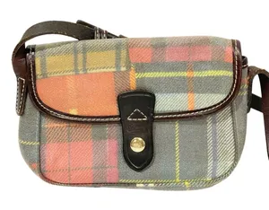 Dooney and Bourke Plaid Mini Purse Oil Cloth with Leather‎ Trim Multi thumbnail 1